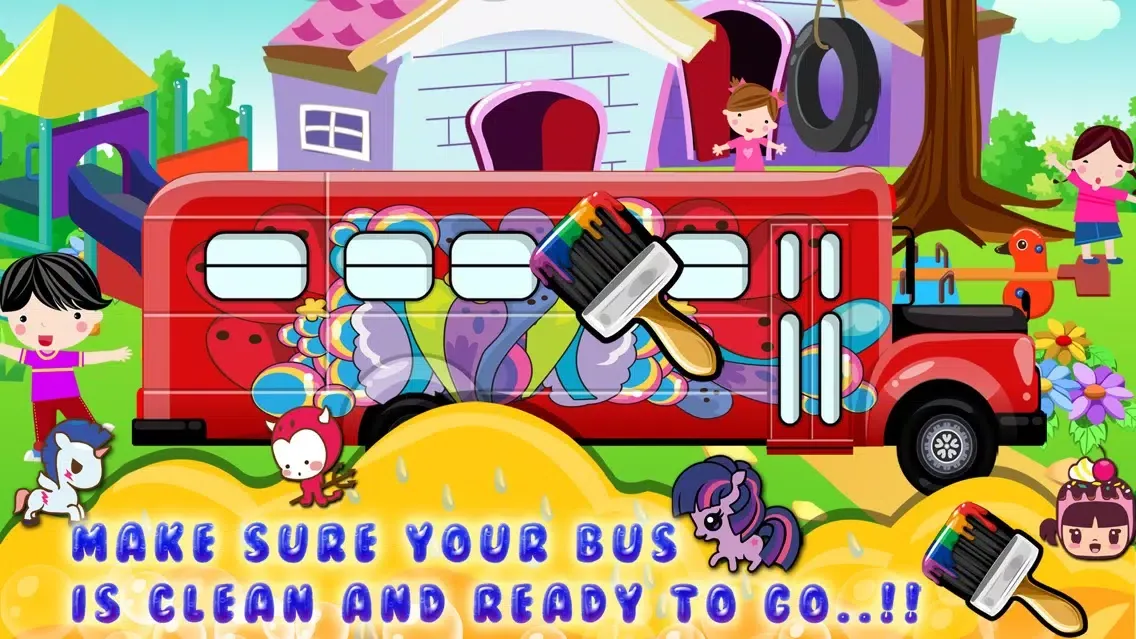 صور Kids School Bus Washing spa games