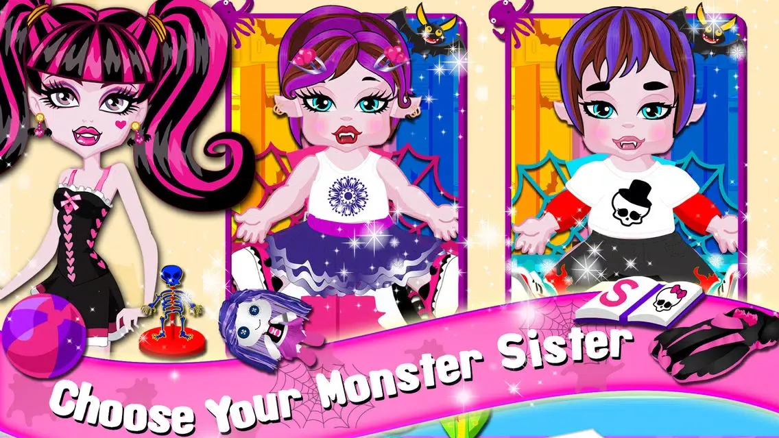 Capturas de tela do NewBorn Twins Monster Sister free girls games