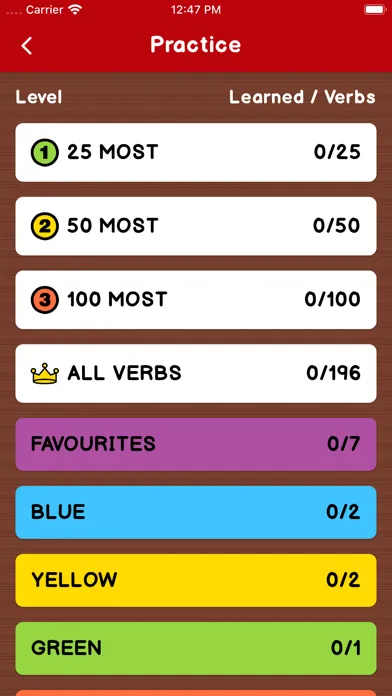 Capturas de tela do Irregular Verbs — Color Verbs