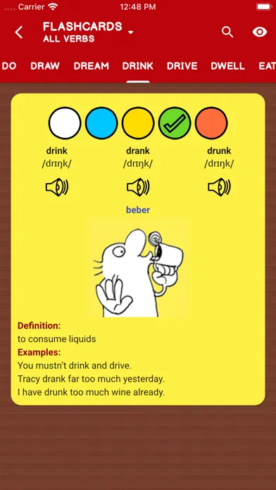 Capturas de tela do Irregular Verbs — Color Verbs