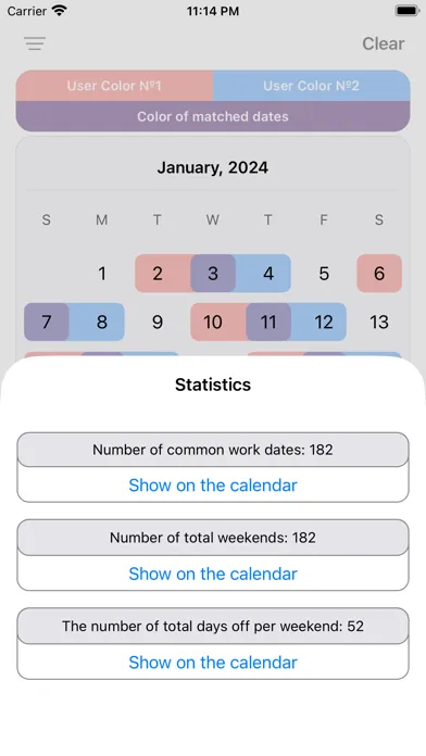 Zrzuty ekranu Calendar Workdays