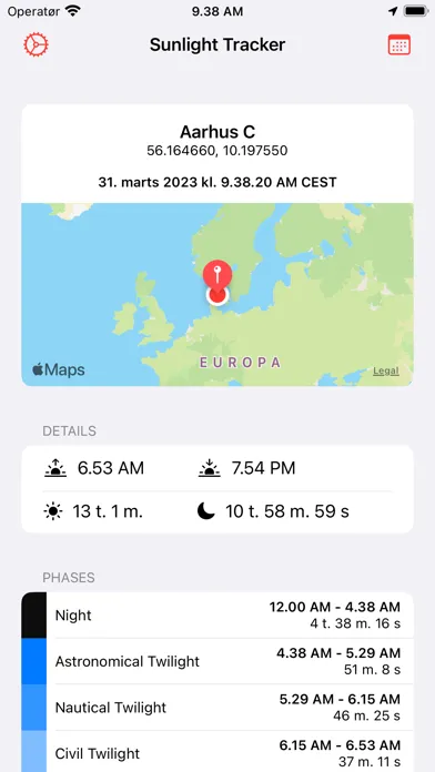 Ảnh chụp màn hình của Sunlight Tracker