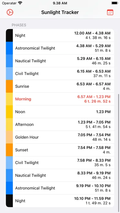Ảnh chụp màn hình của Sunlight Tracker