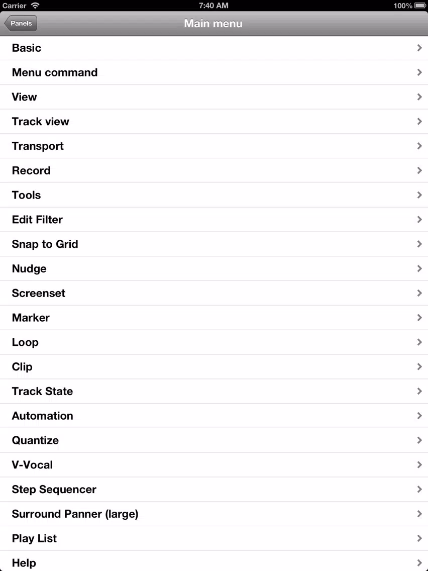Capturas de tela do Shortcuts for Cakewalk Sonar iPad 