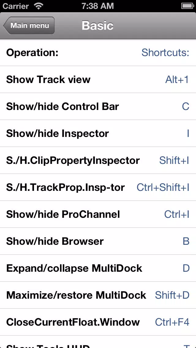 Capturas de tela do Shortcuts for Cakewalk Sonar