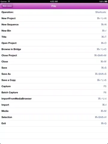 Shortcuts for Premiere Pro iPad 应用截图