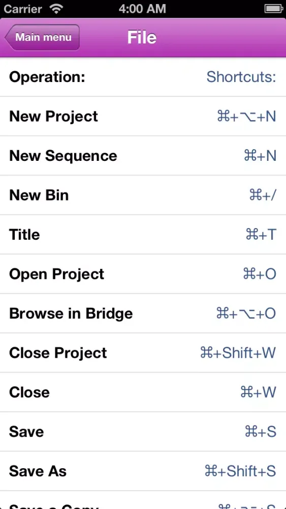 Shortcuts for Premiere Pro应用截图