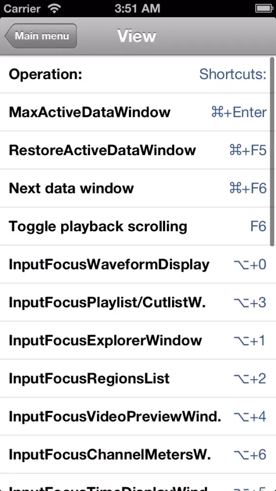 Shortcuts for Sony Sound Forge Pro应用截图