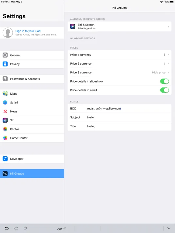 Nil Groups iPad  Screenshots