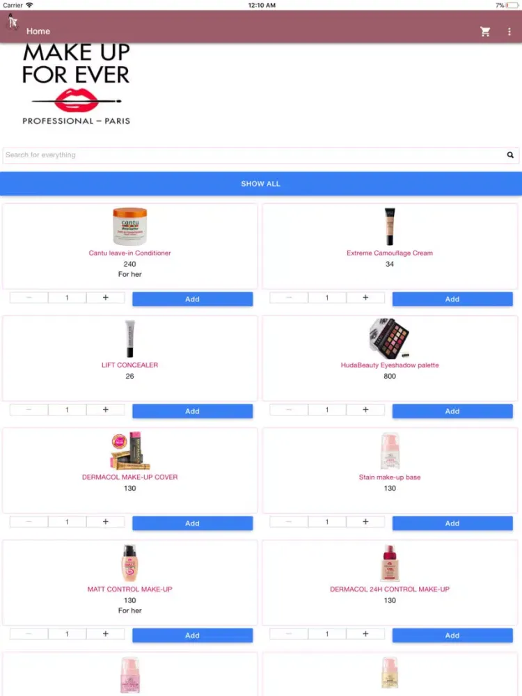 Capturas de tela do For Her Cosmetics iPad 