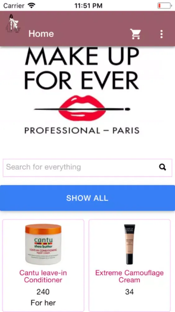Capturas de tela do For Her Cosmetics