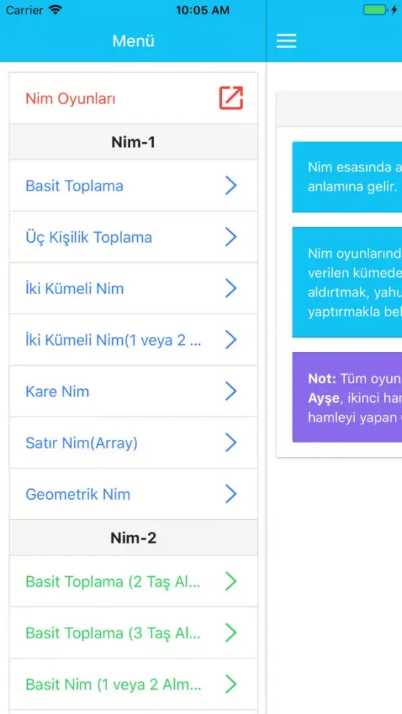 Captures d'écran de Nim Oyunları