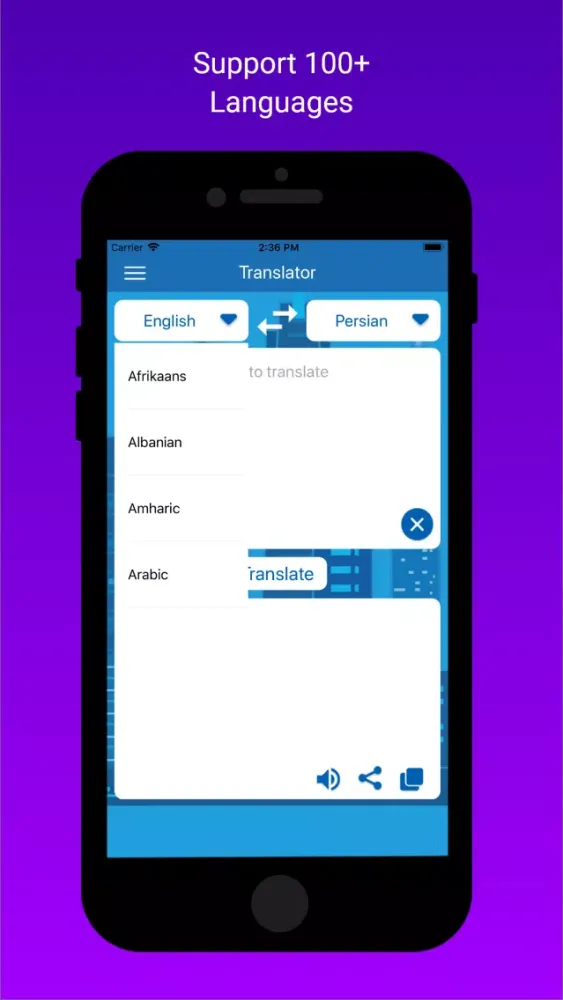 Tangkapan skrin Translator itranslate 2019