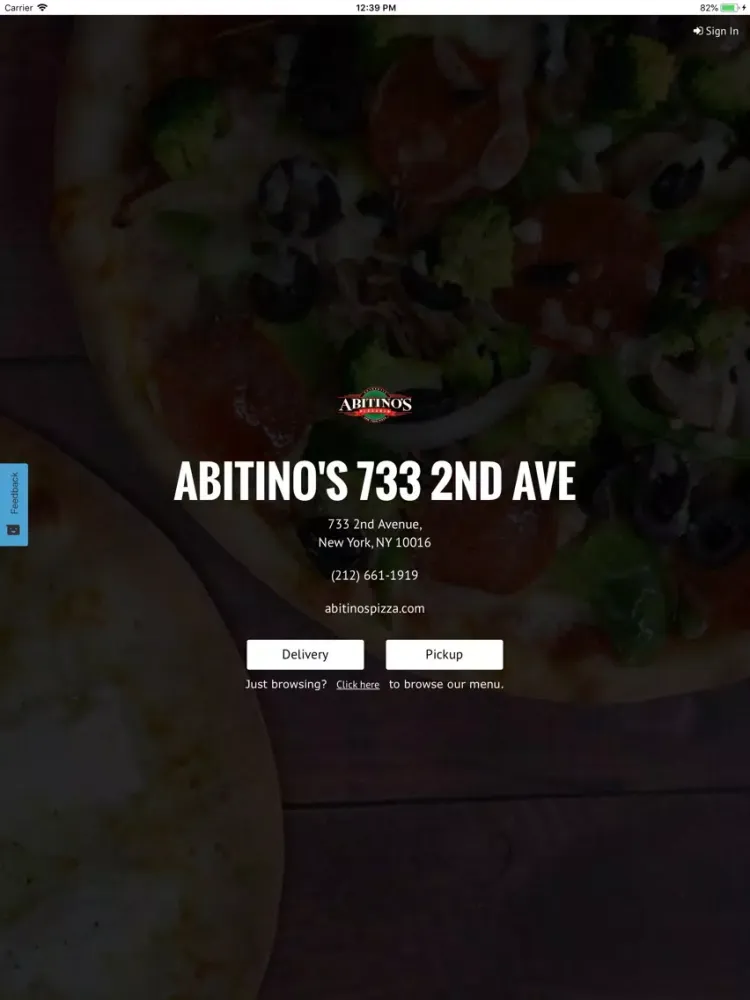 Capturas de tela do Abitino's Pizza iPad 