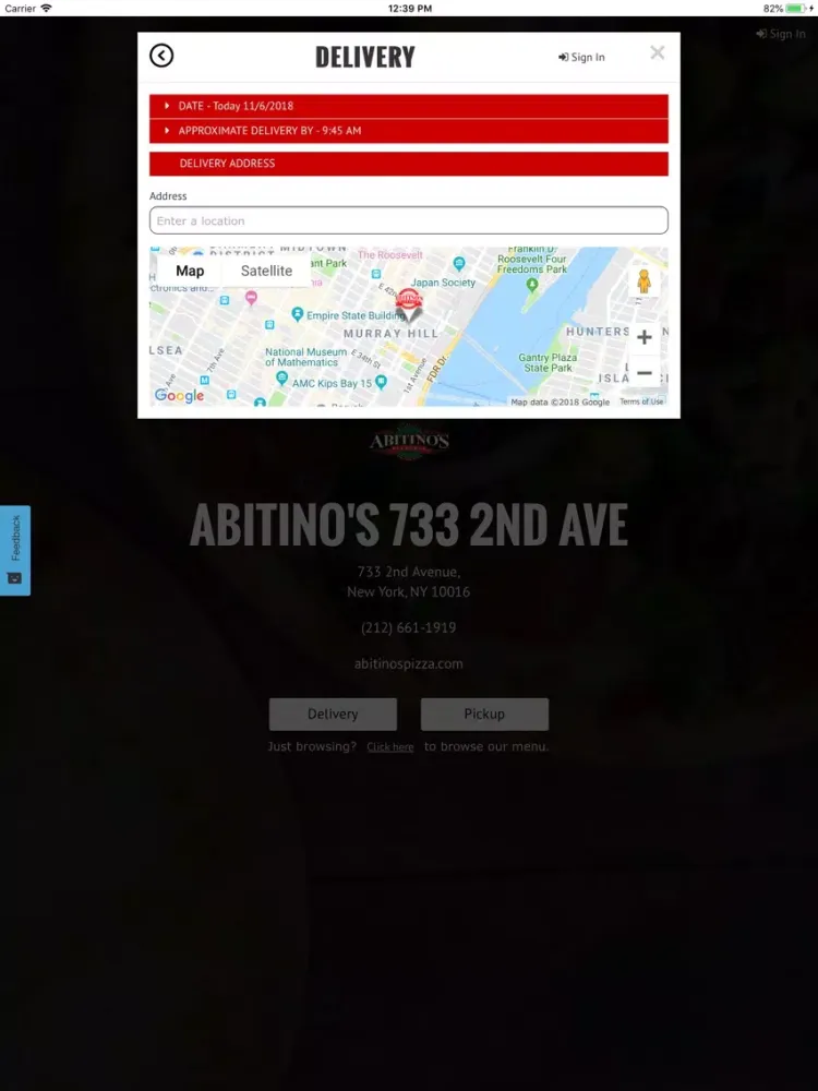Capturas de tela do Abitino's Pizza iPad 