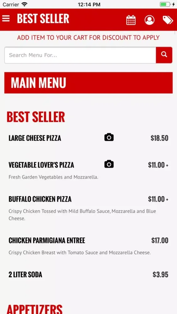 Capturas de tela do Abitino's Pizza