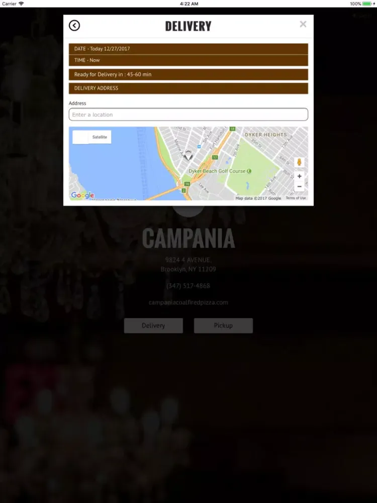 Campania Pizza iPad  Screenshots