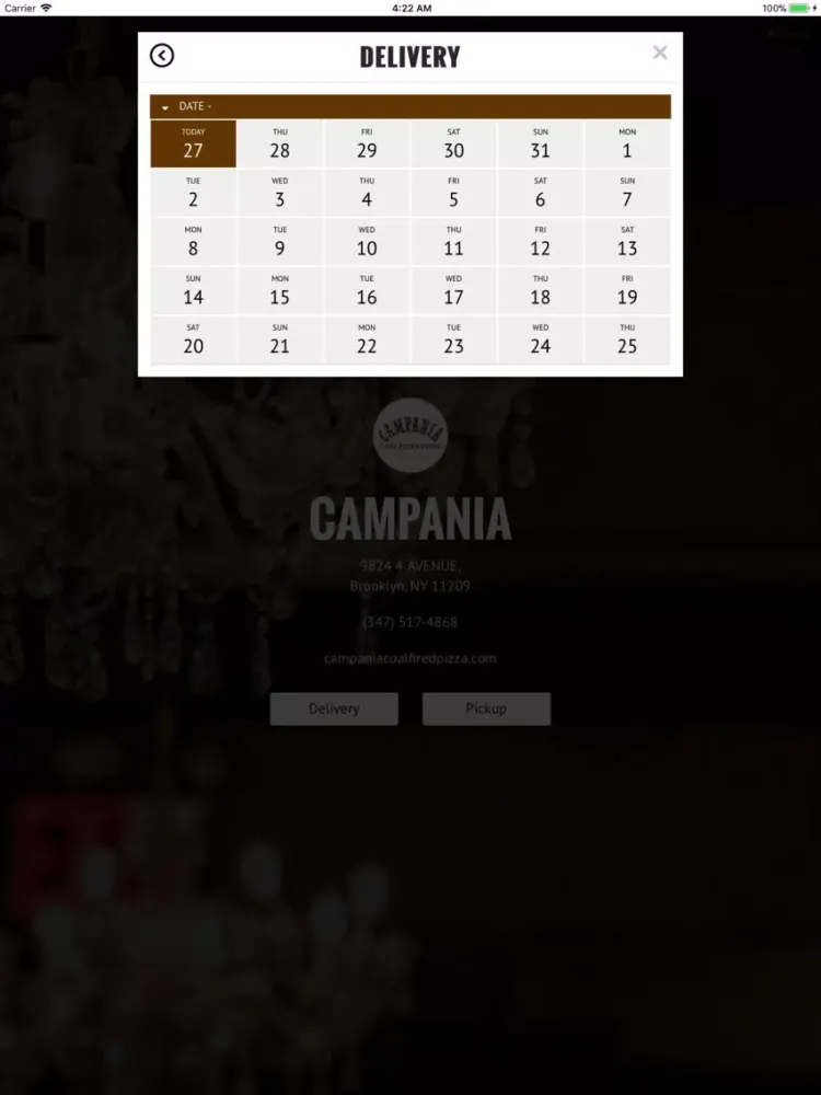 Campania Pizza iPad  Screenshots
