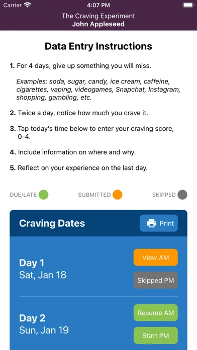 Tangkapan skrin The Craving Experiment