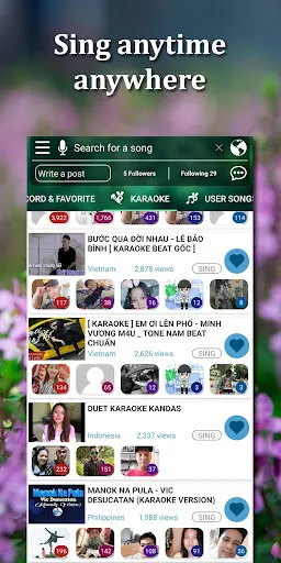 Capturas de tela do Sing karaoke record karaoke