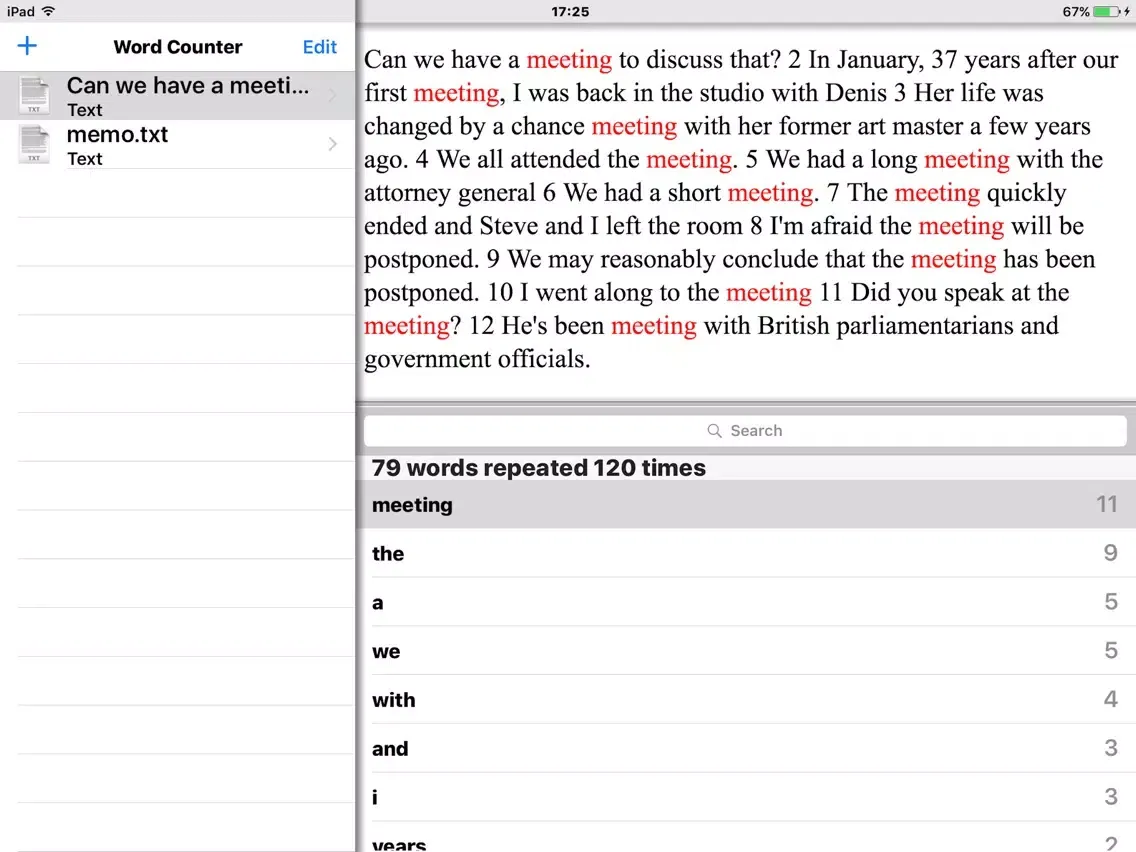 Скриншоты Word Counter Word Repeater HD iPad 