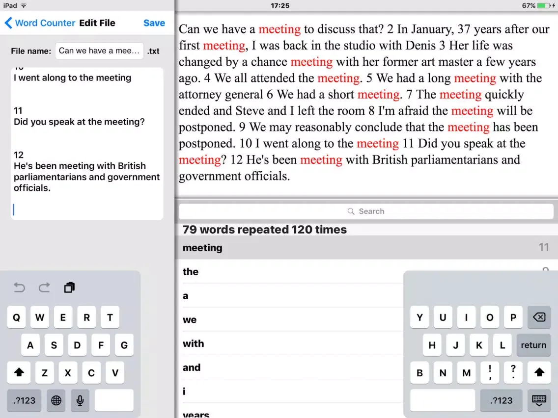 Скриншоты Word Counter Word Repeater HD iPad 