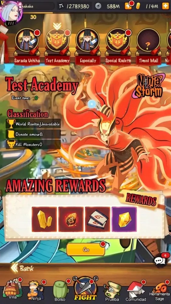 Capturas de tela do Ninja Storm English