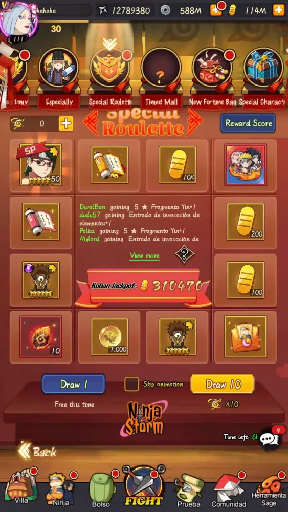 Capturas de tela do Ninja Storm English