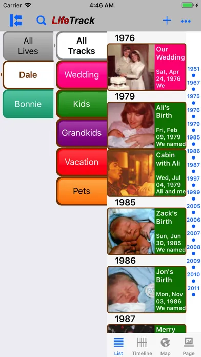 Capturas de tela do LifeTrack