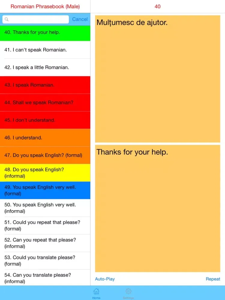 Captures d'écran de Romanian (Male) Quick Phrasebook - Basic Phrases with Audio iPad 