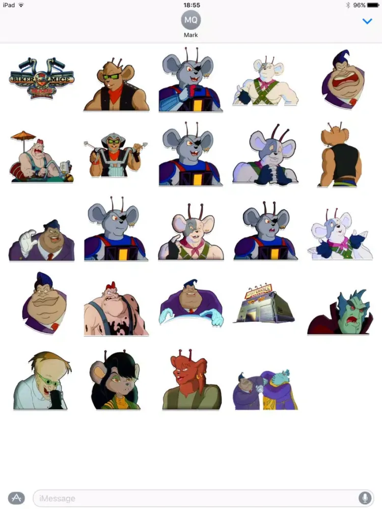 ภาพหน้าจอของ Biker Mice from Mars Stickers for iMessage iPad 
