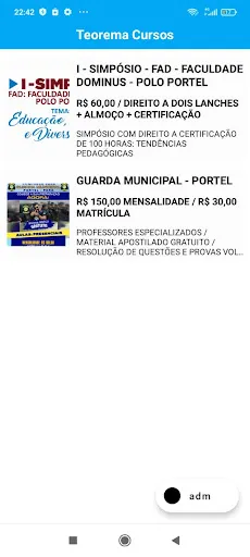 Teorema de Cursos Screenshots