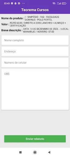 Teorema de Cursos Screenshots