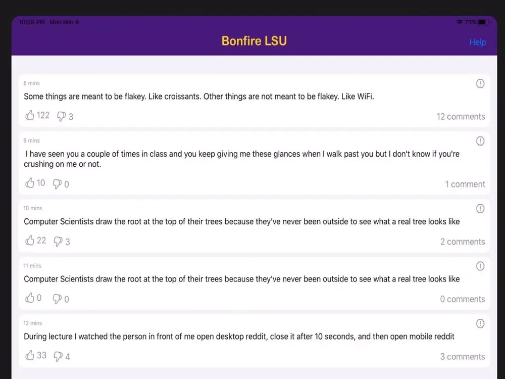 ภาพหน้าจอของ Bonfire – College Confessions iPad 