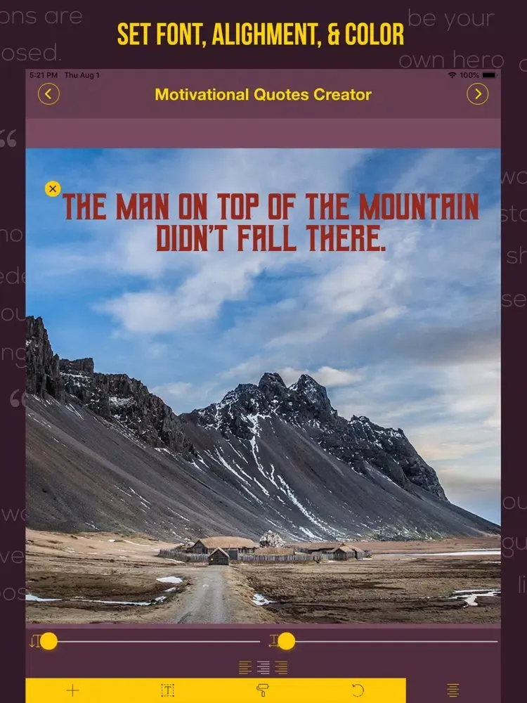 Capturas de tela do Motivation Quotas Creator iPad 