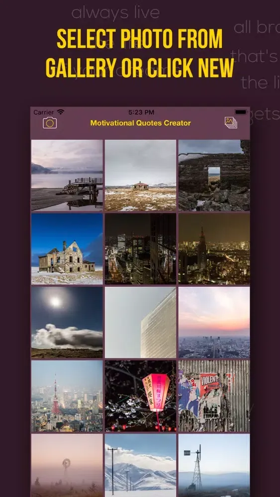 Capturas de tela do Motivation Quotas Creator
