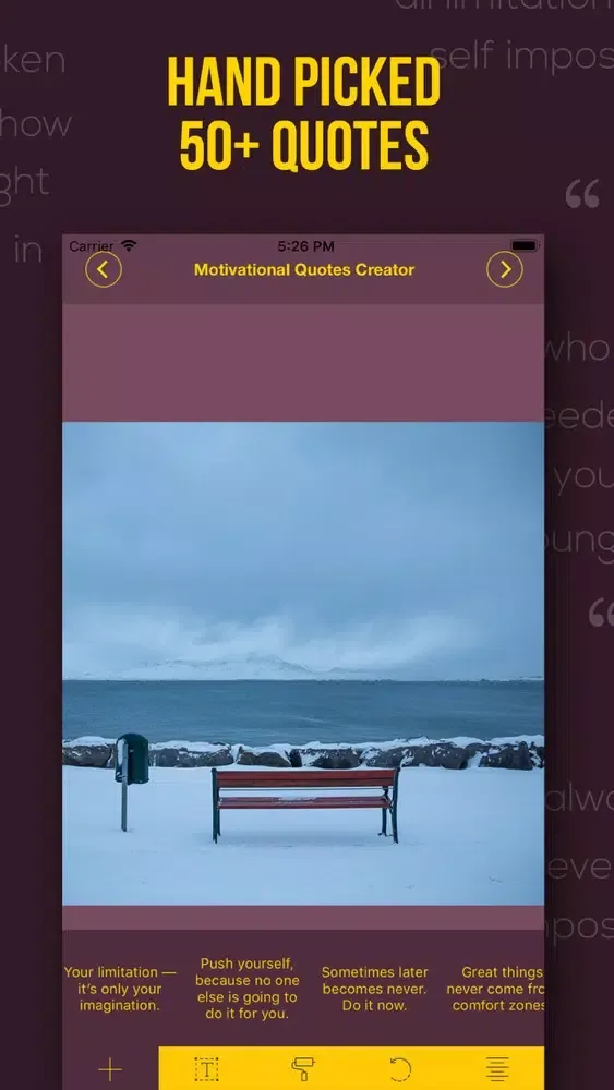 Capturas de tela do Motivation Quotas Creator