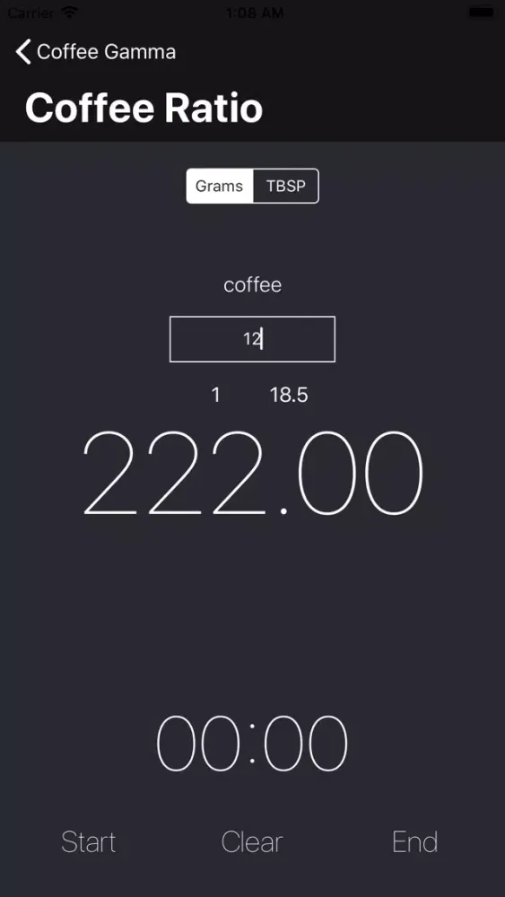 Tangkapan skrin Coffee Ratio Thing