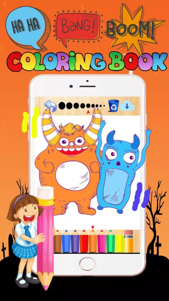 Monster happy halloween free crayon games for kids應用截圖