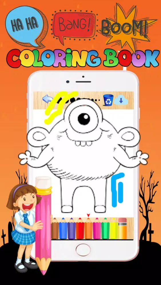 Monster happy halloween free crayon games for kids應用截圖