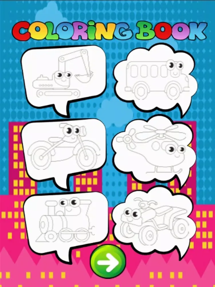 Vehicle coloring book free crayon game for toddler iPad  स्क्रीनशॉट