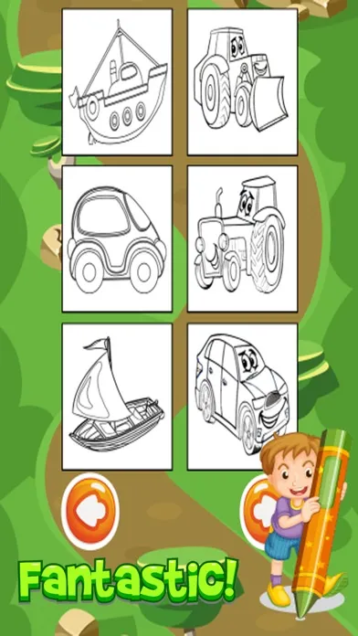 ภาพหน้าจอของ Vehicles coloring pages for kindergarten activitie