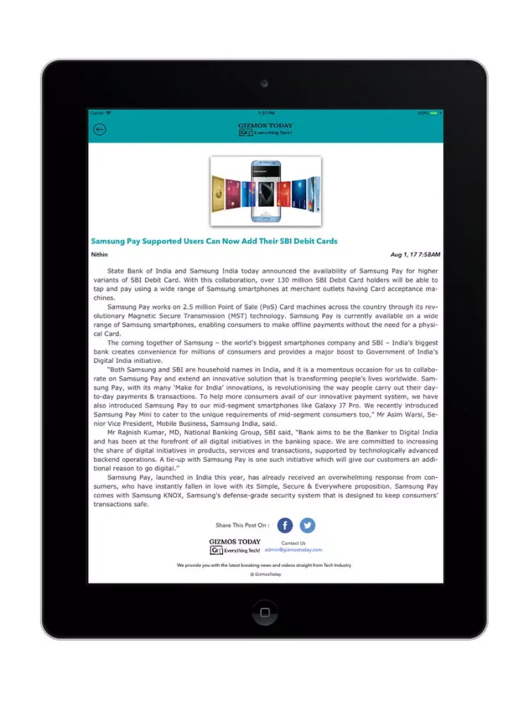 Gizmos Today iPad  Screenshots