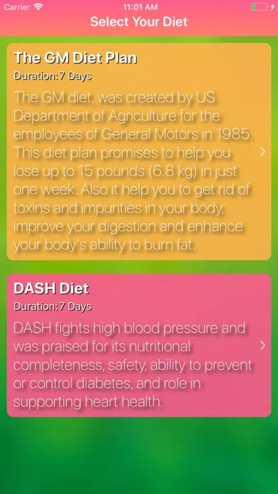 GM Diet Planner Screenshots