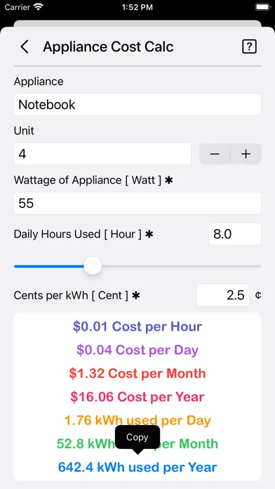 Appliance Cost Calculator Plus स्क्रीनशॉट