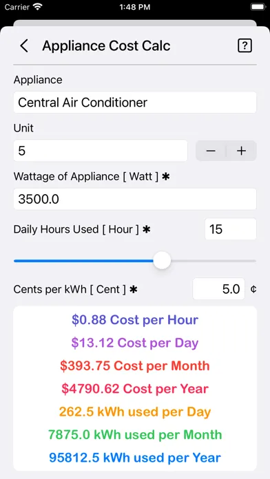 Appliance Cost Calculator Plus स्क्रीनशॉट