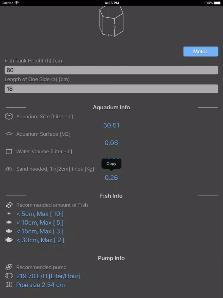 Aquarium Calculator Plus iPad  স্ক্রিনশট