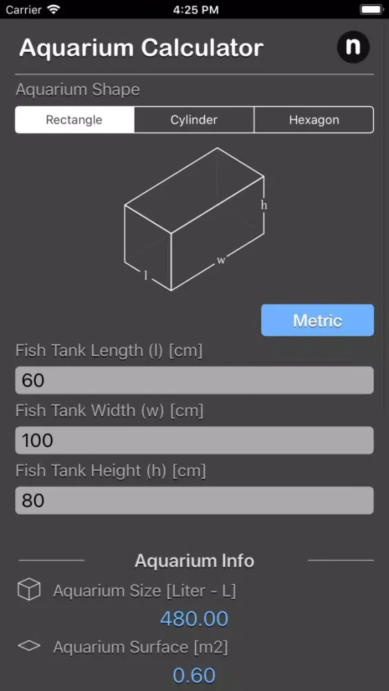 Aquarium Calculator Plus স্ক্রিনশট