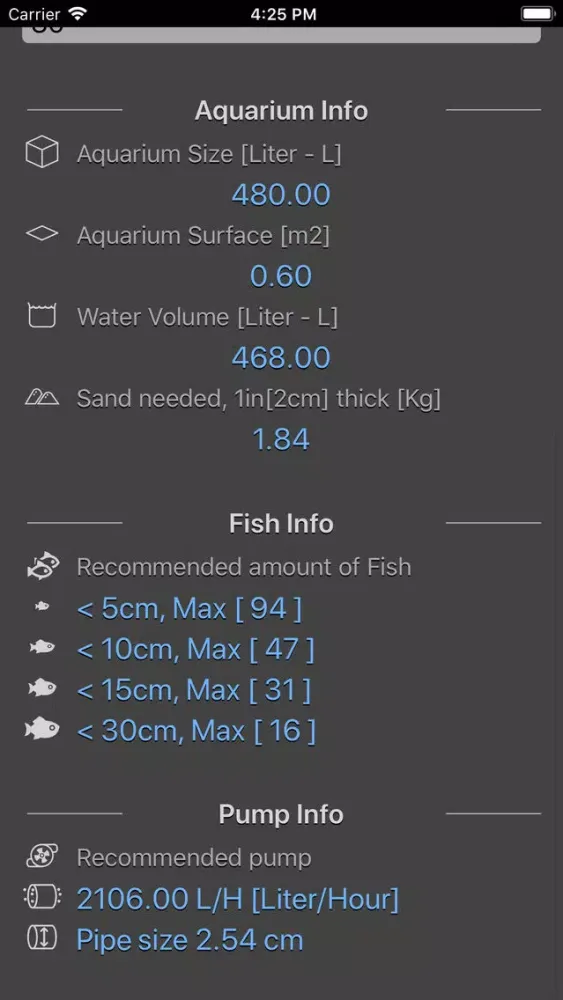 Aquarium Calculator Plus স্ক্রিনশট