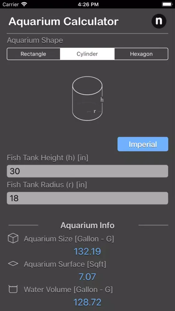 Aquarium Calculator Plus স্ক্রিনশট